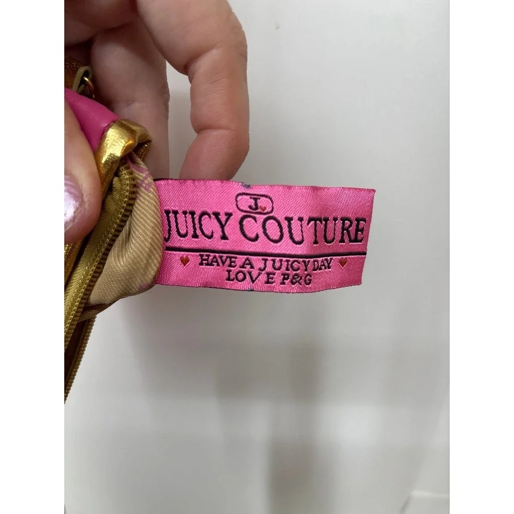 Vintage Juicy Couture Pink & Gold Embroidered Wristlet (Authentic Y2K 90s/00s)
